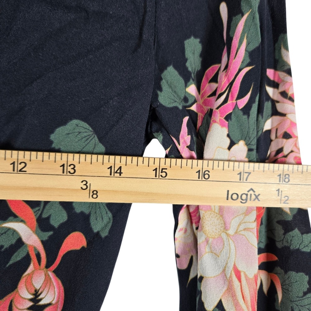 Rachel Zoe Romper Womens 0 100% Silk Black Pink Floral Print Long Sleeve - Picture 5 of 8